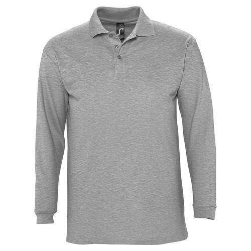 Рубашка поло мужская с длинным рукавом Winter II 210 серый меланж, размер 3XL