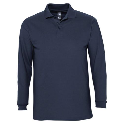 Рубашка поло мужская с длинным рукавом Winter II 210 темно-синяя, размер L