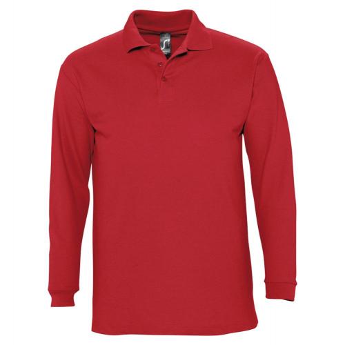 Рубашка поло мужская с длинным рукавом Winter II 210 красная, размер L