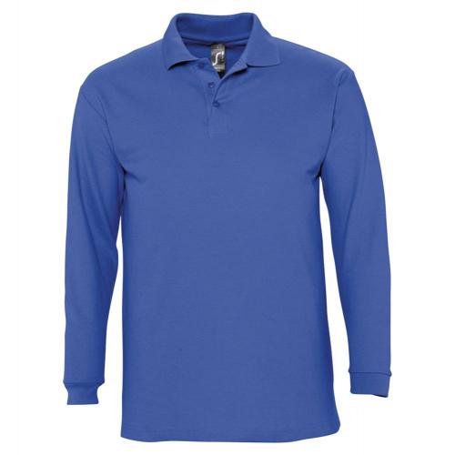 Рубашка поло мужская с длинным рукавом Winter II 210 ярко-синяя, размер S