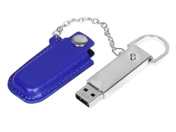 USB 2.0- флешка на 8 Гб в массивном корпусе с кожаным чехлом