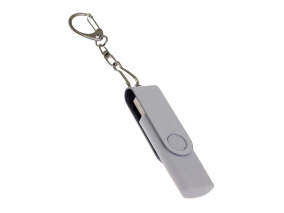 USB 2.0- флешка на 64 Гб с поворотным механизмом и дополнительным разъемом Type-C