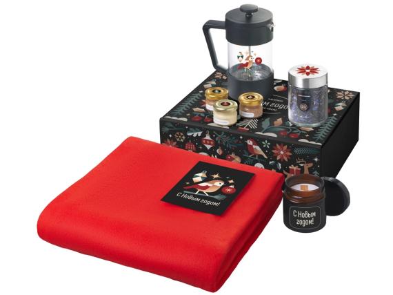 Подарочный набор «Re:Moments» с пледом, френчпрессом и медом