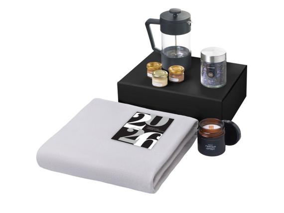 Подарочный набор «Re:Moments» с пледом, френчпрессом и медом