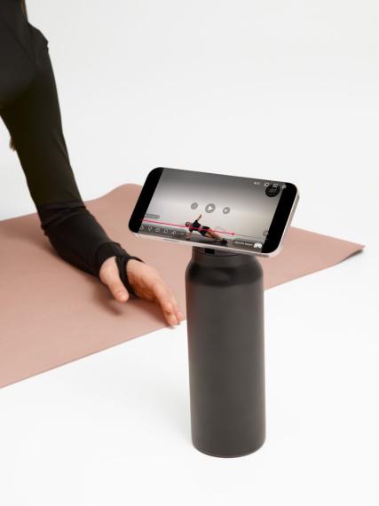 Термобутылка Magnus с магнитным держателем для телефона, черная