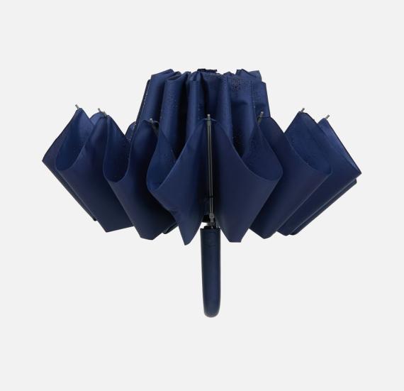 Зонт обратного сложения inLoop с ручкой-карабином, темно-синий