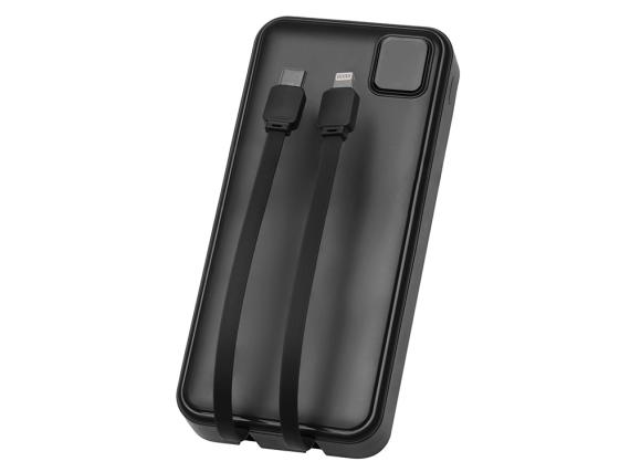 Внешний аккумулятор со встроенными кабелями «Фрэйм Про», быстрая зарядка, 20000мач