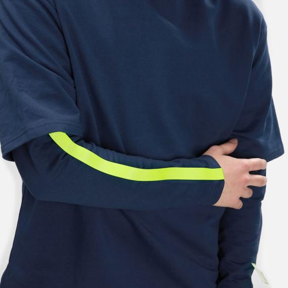 Футболка оверсайз с двойным рукавом Kosmos, темно-синяя, размер XS/S