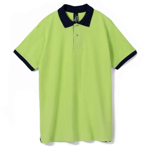 Рубашка поло Prince 190 зеленое яблоко с темно-синим, размер S