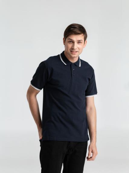 Рубашка поло мужская с контрастной отделкой Practice 270, темно-синий/белый, размер XXL
