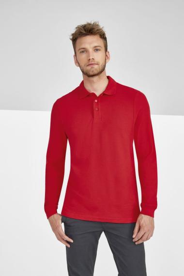 Рубашка поло мужская с длинным рукавом Winter II 210 бордовая, размер S