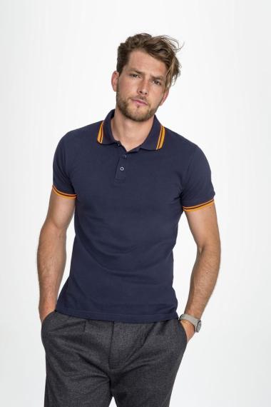 Рубашка поло мужская Pasadena Men 200 с контрастной отделкой ярко-синяя с белым, размер M